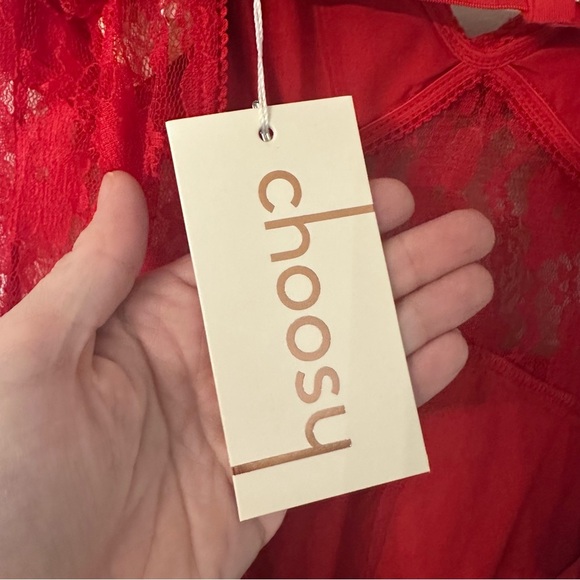 Choosy Womens Sleeveless Red Polka Dot Ruffle Lace Maxi Lingerie Dress Sz 18 NWT - Picture 9 of 14